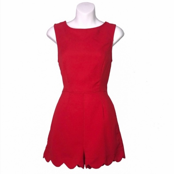 Dresses & Skirts - Mount Rau | Red Scallop Hem Open back Romper, M
